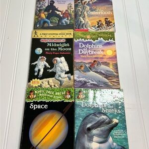 Scholastic Magic Tree House Book Lot # 5, 7, 9, 8, plus research books